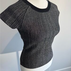 Rebecca Minkoff Charcoal Ribbed Short Sleeve Top